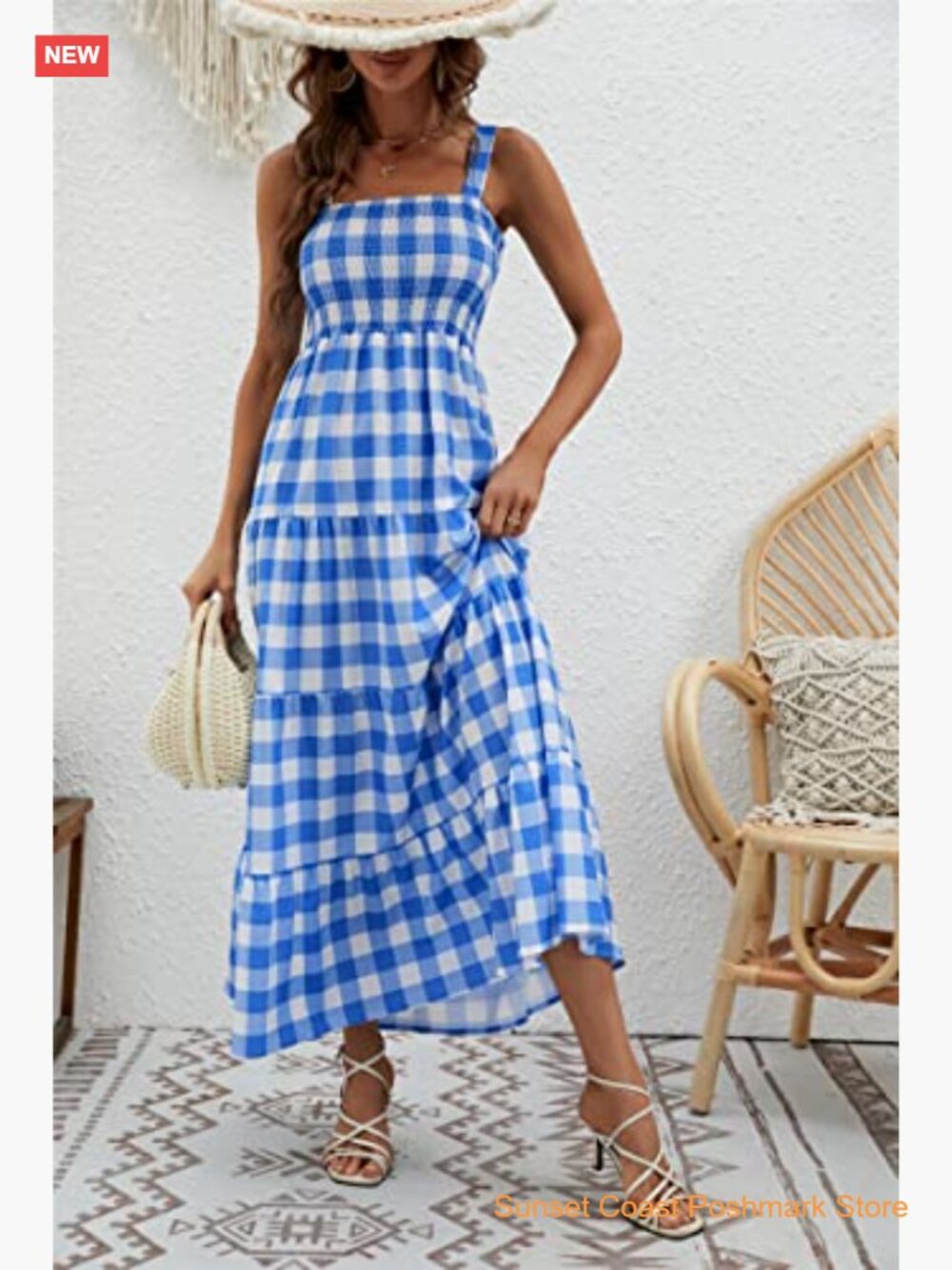 Women's Sleeveless Square Neck Boho Flowy Maxi Dress - Picture 5 of 7